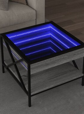 VidaXL Salontafel met Infinity LED 50x50x38 cm grijs sonoma eikenkleur
