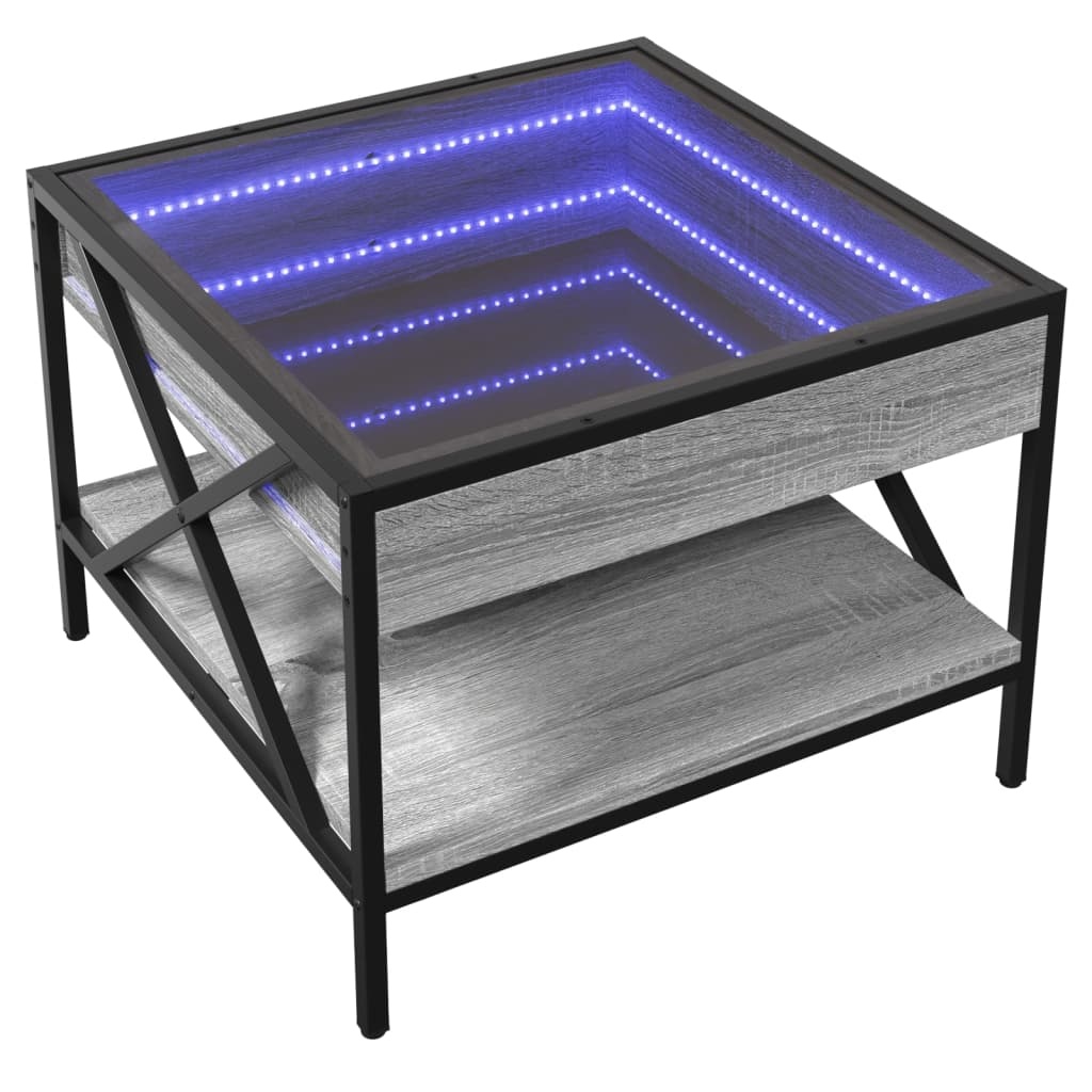 VidaXL Salontafel met Infinity LED 50x50x38 cm grijs sonoma eikenkleur