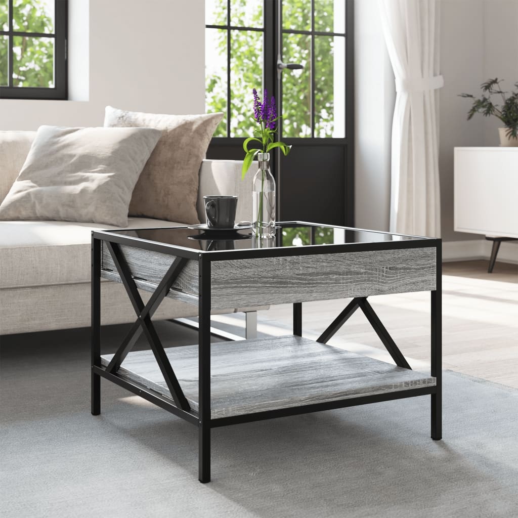 VidaXL Salontafel met Infinity LED 50x50x38 cm grijs sonoma eikenkleur