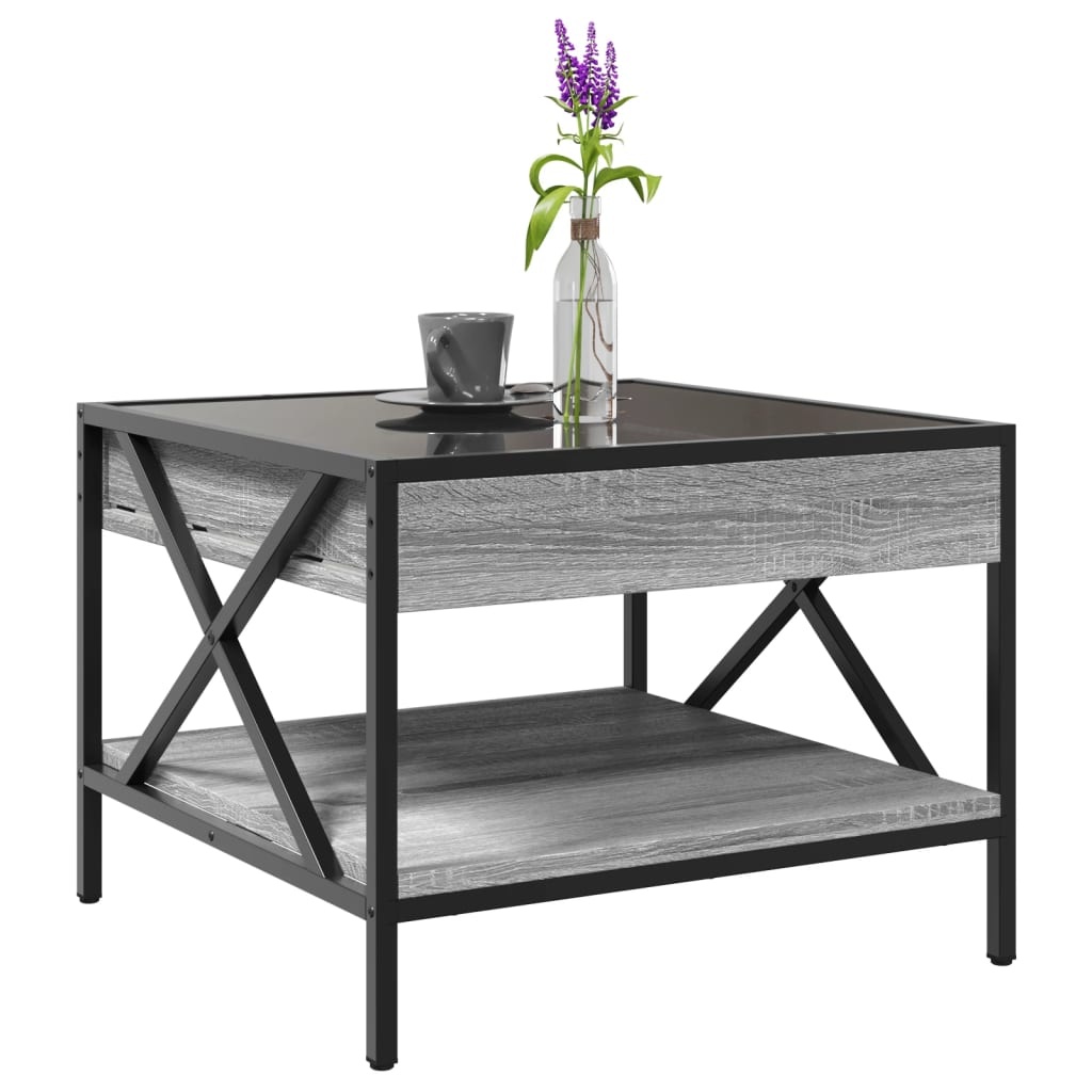 VidaXL Salontafel met Infinity LED 50x50x38 cm grijs sonoma eikenkleur