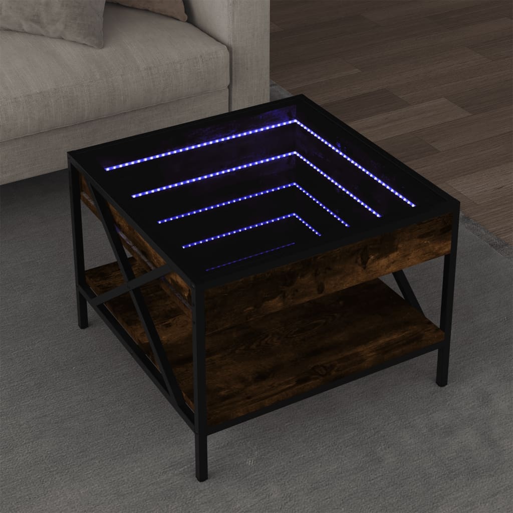 VidaXL Salontafel met Infinity LED 50x50x38 cm gerookt eikenkleurig