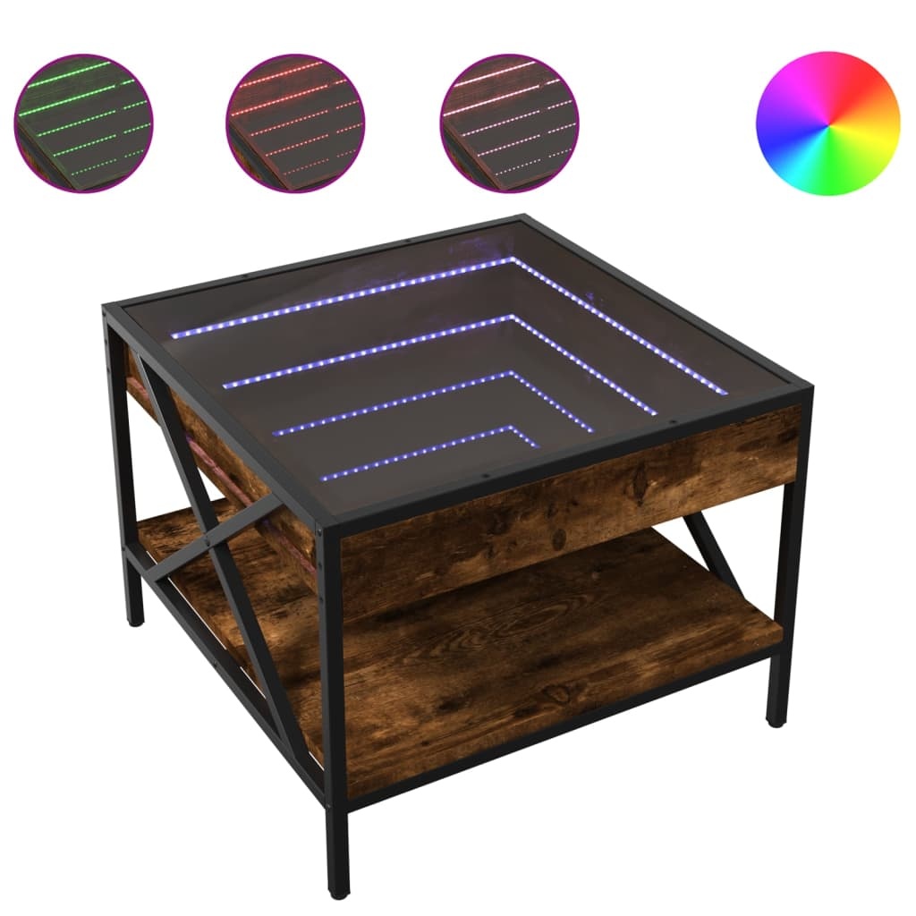 VidaXL Salontafel met Infinity LED 50x50x38 cm gerookt eikenkleurig