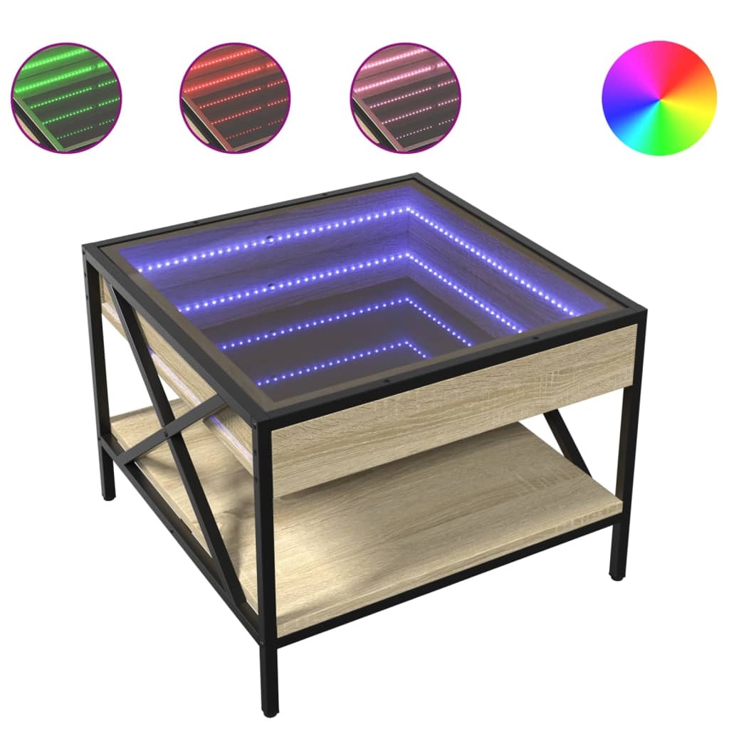 VidaXL Salontafel met Infinity LED 50x50x38 cm sonoma eikenkleurig