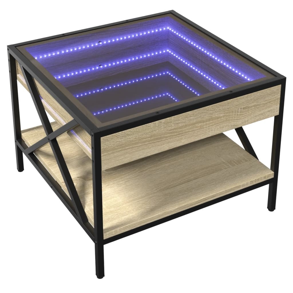VidaXL Salontafel met Infinity LED 50x50x38 cm sonoma eikenkleurig