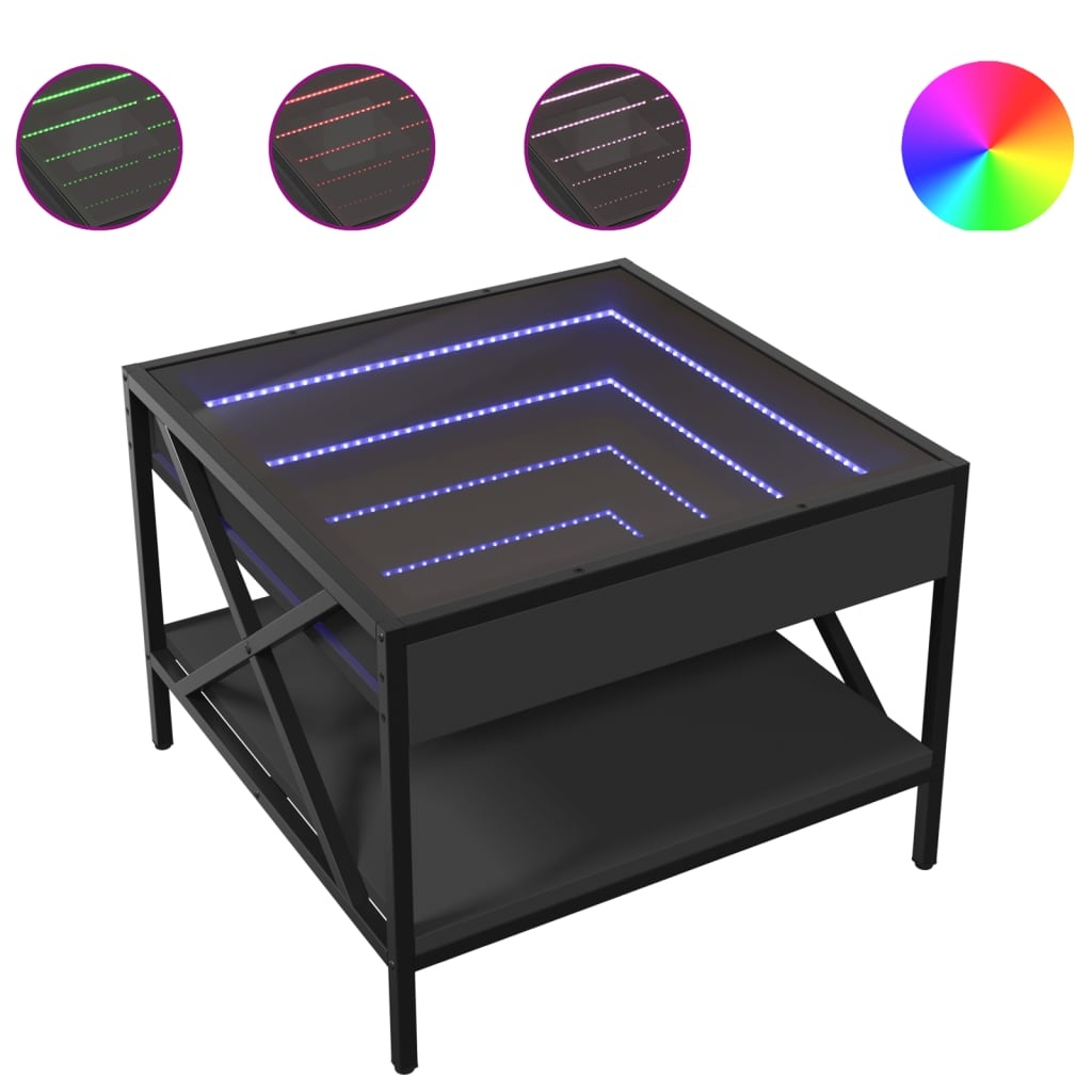 VidaXL Salontafel met Infinity LED 50x50x38 cm zwart