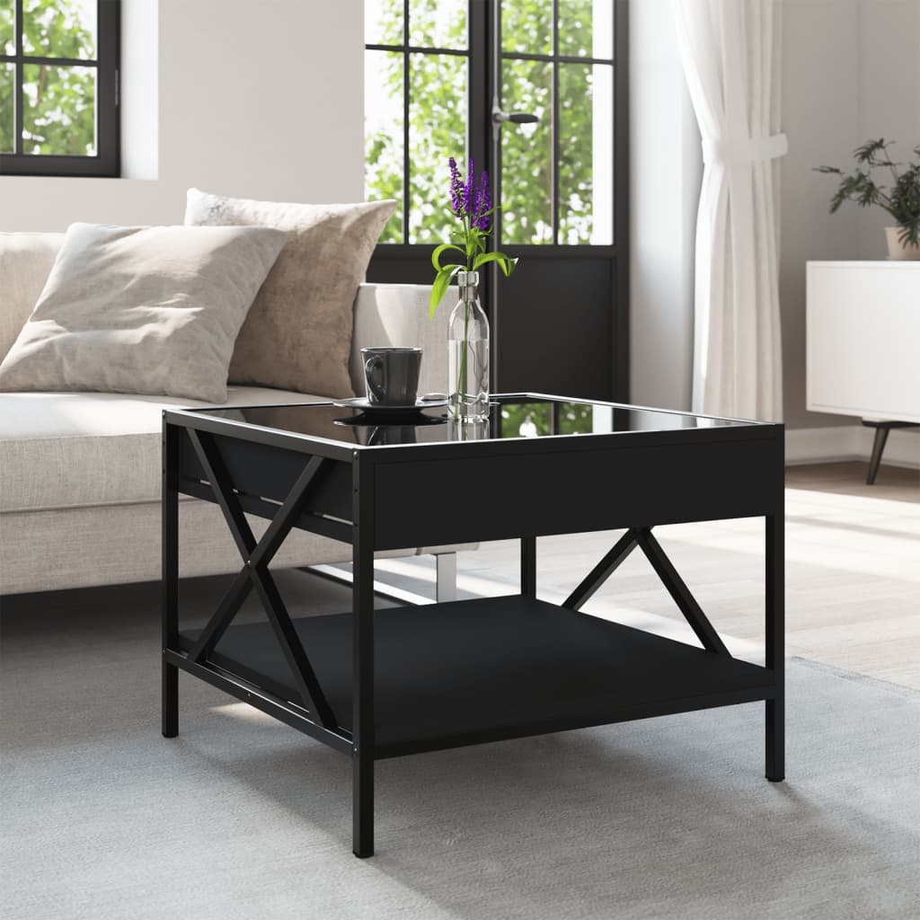 VidaXL Salontafel met Infinity LED 50x50x38 cm zwart