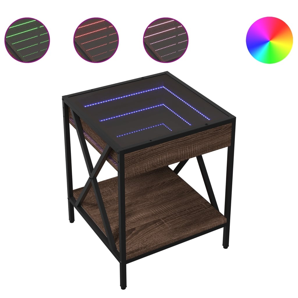 VidaXL Salontafel met Infinity LED 40x40x49 cm bruin eikenkleurig