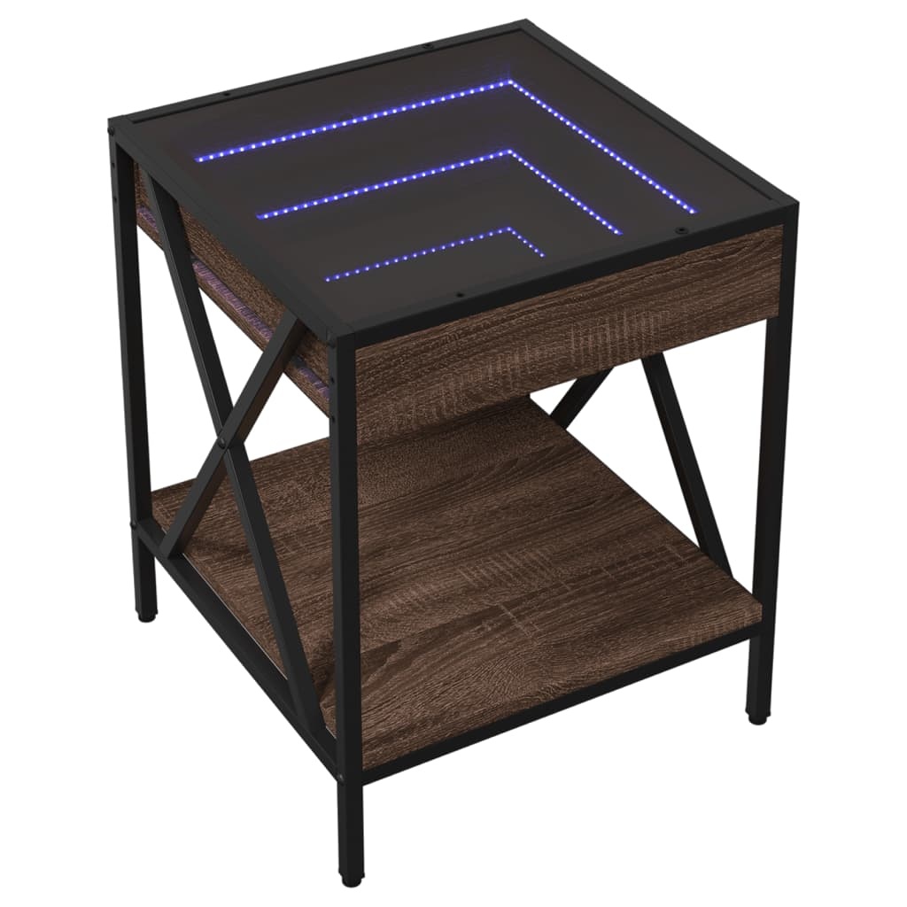 VidaXL Salontafel met Infinity LED 40x40x49 cm bruin eikenkleurig