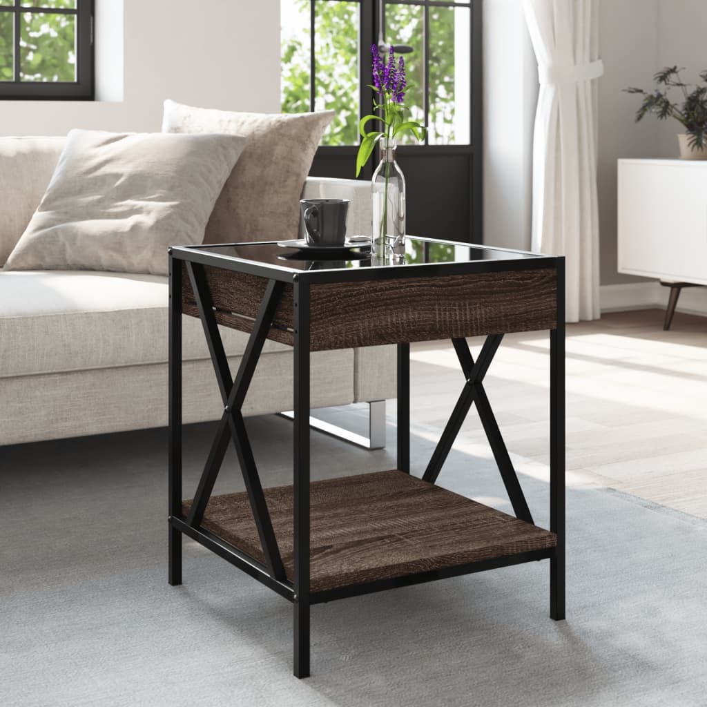 VidaXL Salontafel met Infinity LED 40x40x49 cm bruin eikenkleurig