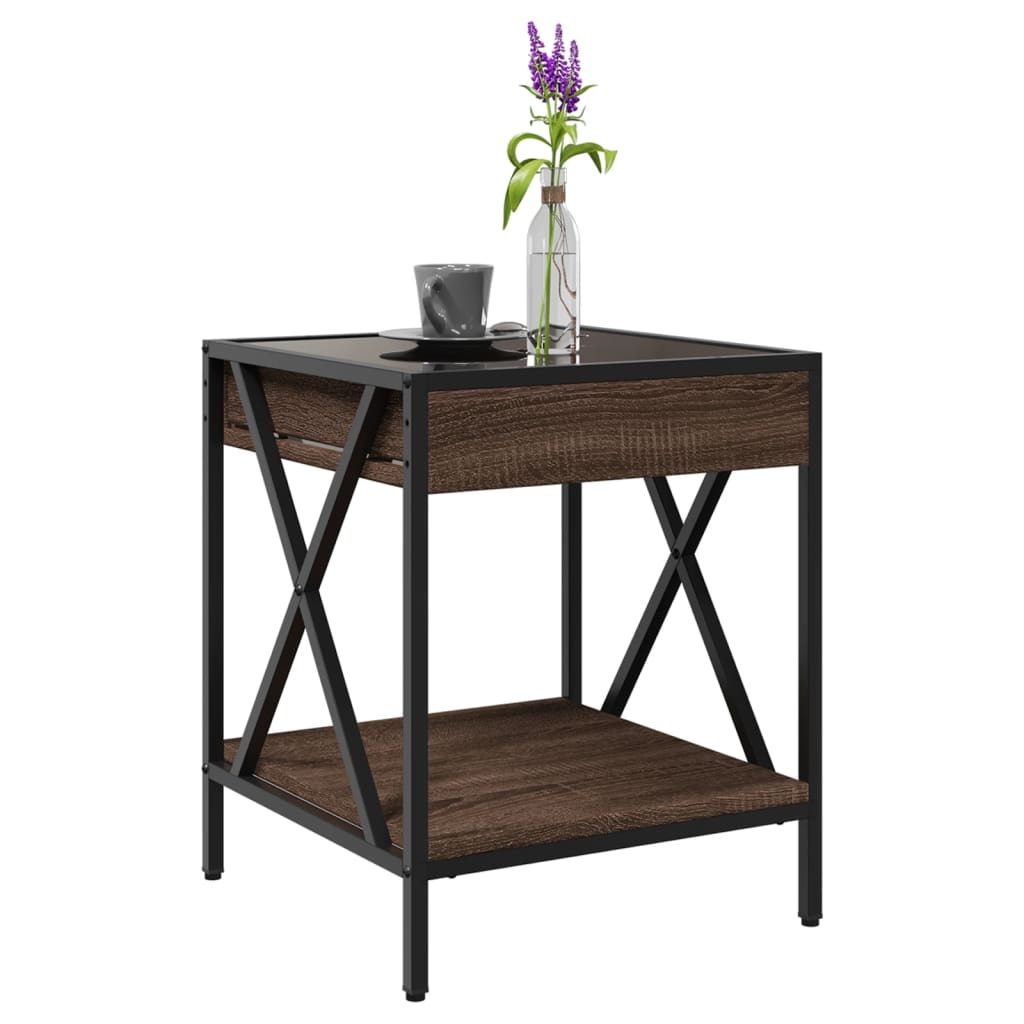 VidaXL Salontafel met Infinity LED 40x40x49 cm bruin eikenkleurig