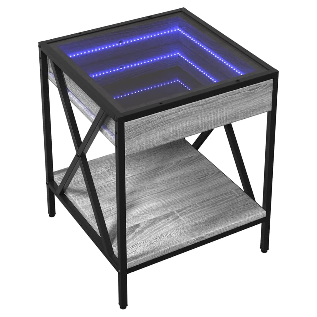 VidaXL Salontafel met Infinity LED 40x40x49 cm grijs sonoma eikenkleur