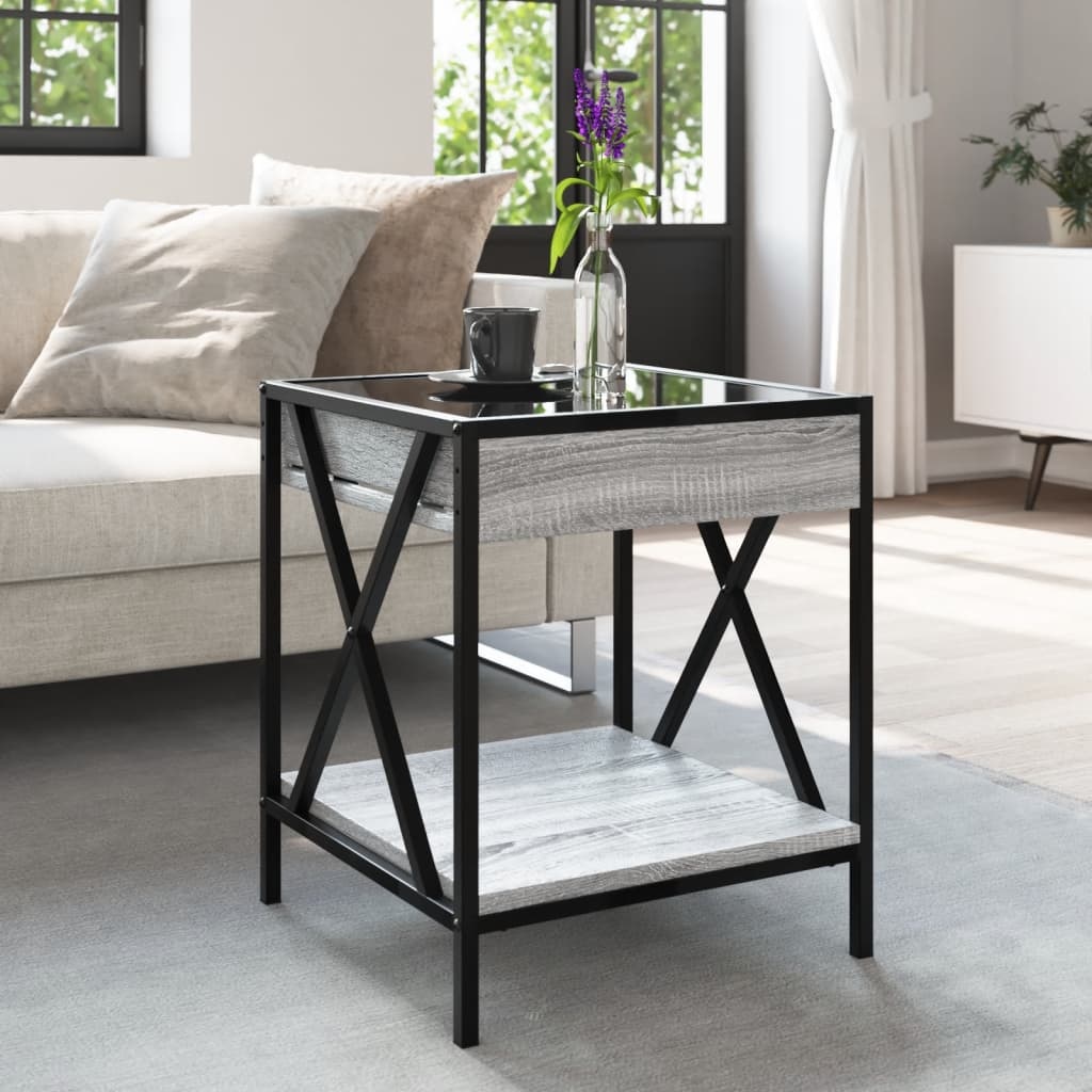 VidaXL Salontafel met Infinity LED 40x40x49 cm grijs sonoma eikenkleur