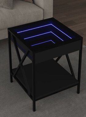 VidaXL Salontafel met Infinity LED 40x40x49 cm zwart