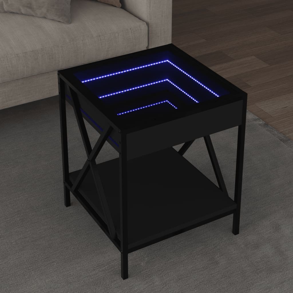 VidaXL Salontafel met Infinity LED 40x40x49 cm zwart
