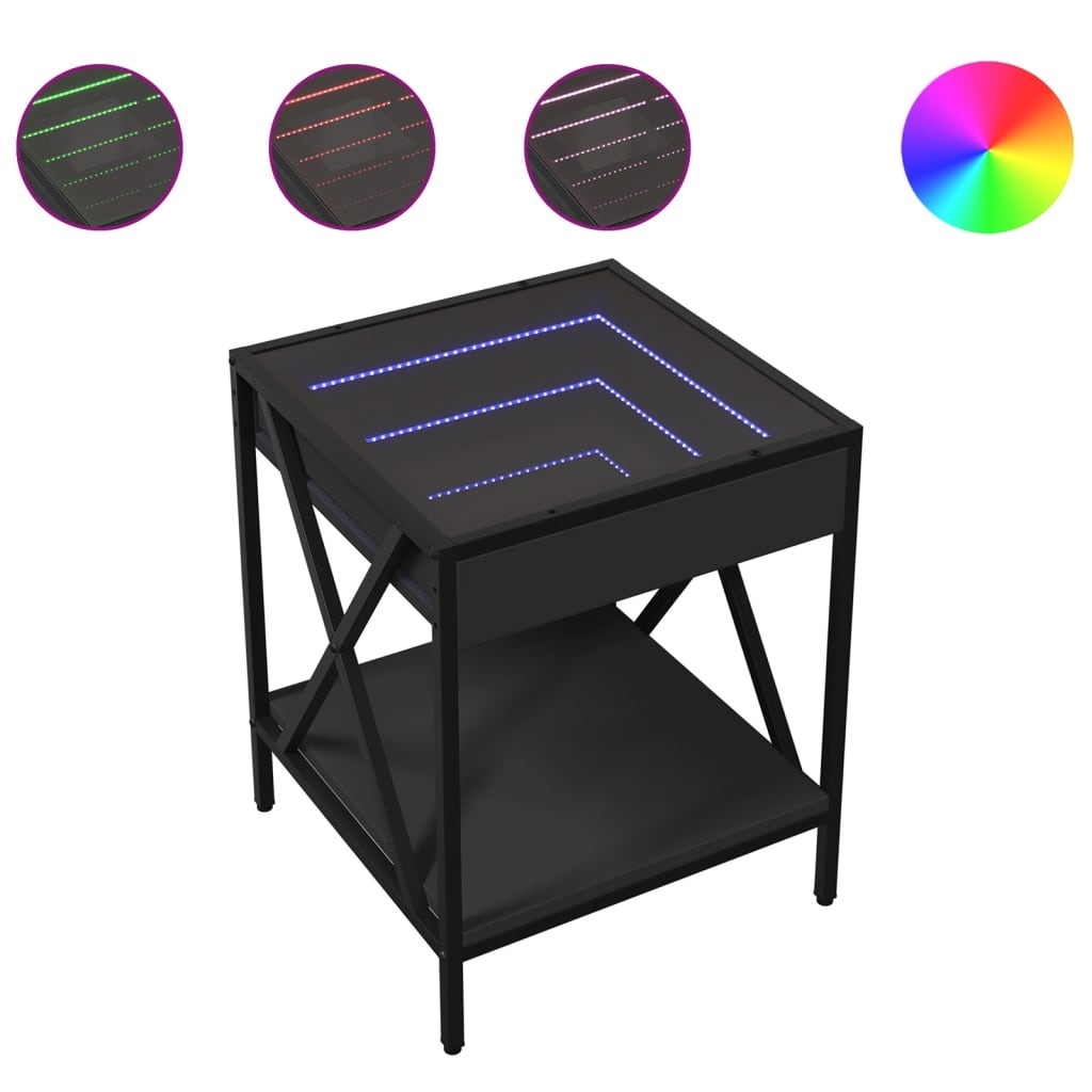 VidaXL Salontafel met Infinity LED 40x40x49 cm zwart