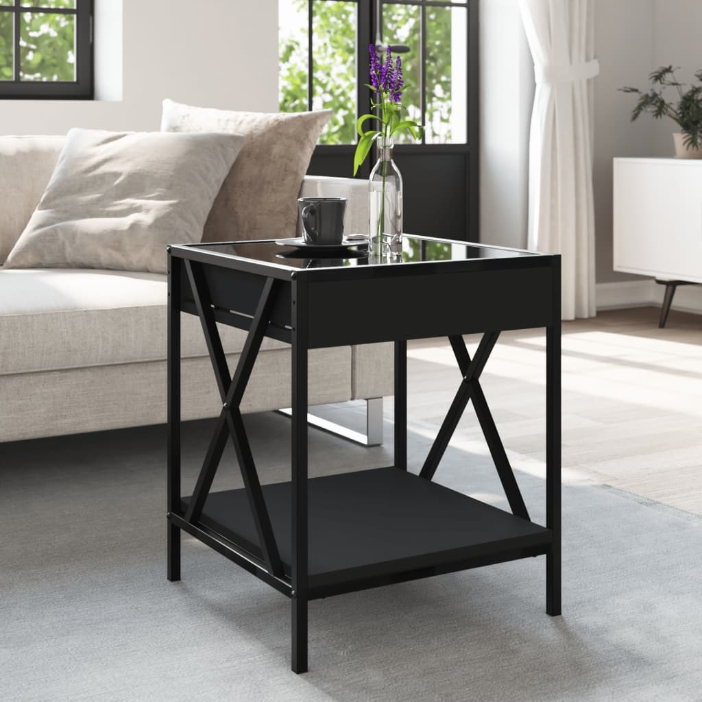 VidaXL Salontafel met Infinity LED 40x40x49 cm zwart