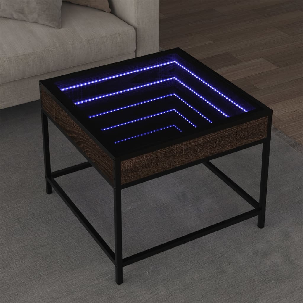 VidaXL Salontafel met Infinity LED 50x50x41 cm bruin eikenkleurig
