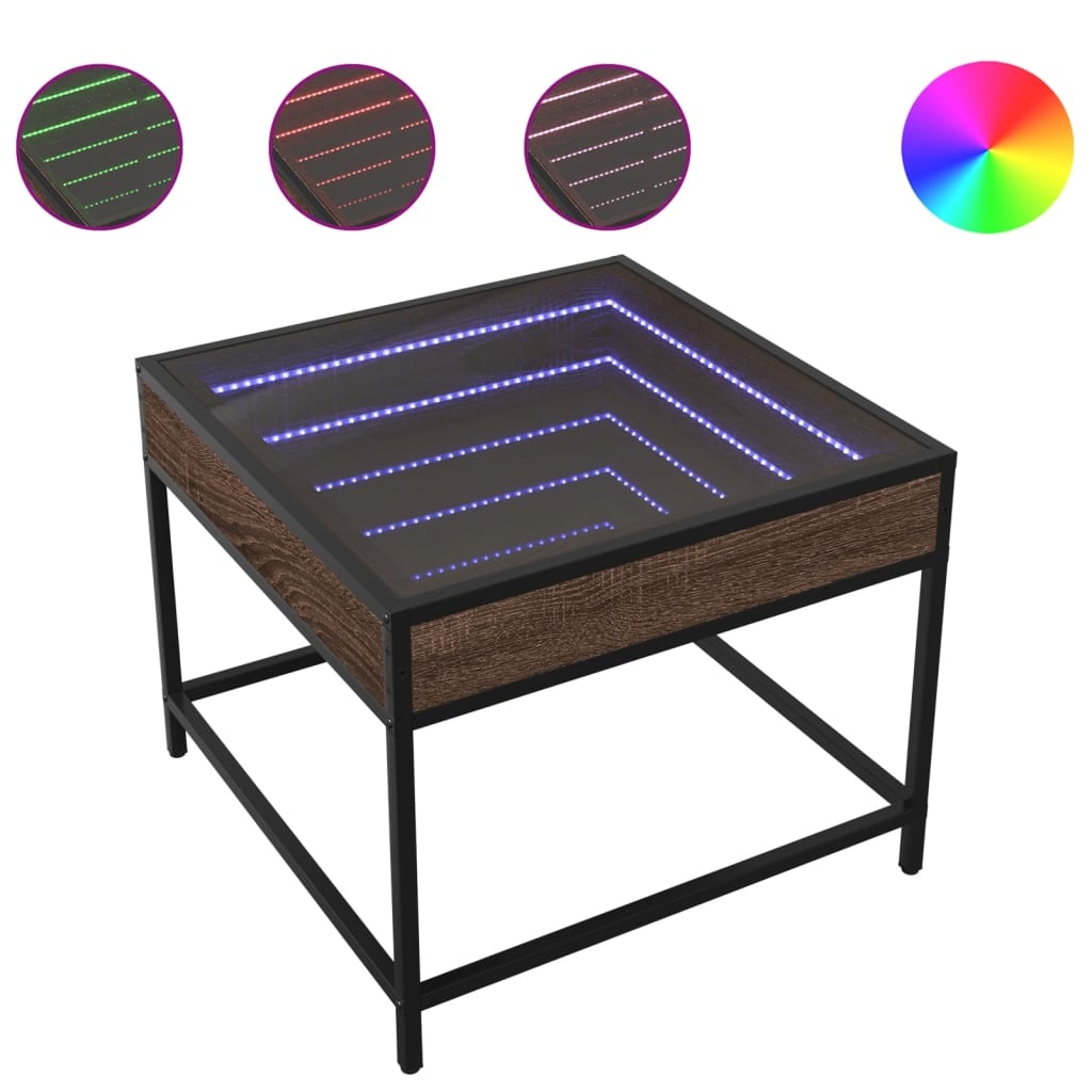VidaXL Salontafel met Infinity LED 50x50x41 cm bruin eikenkleurig