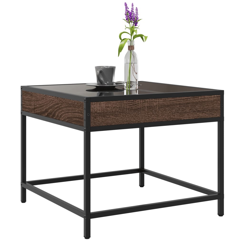 VidaXL Salontafel met Infinity LED 50x50x41 cm bruin eikenkleurig