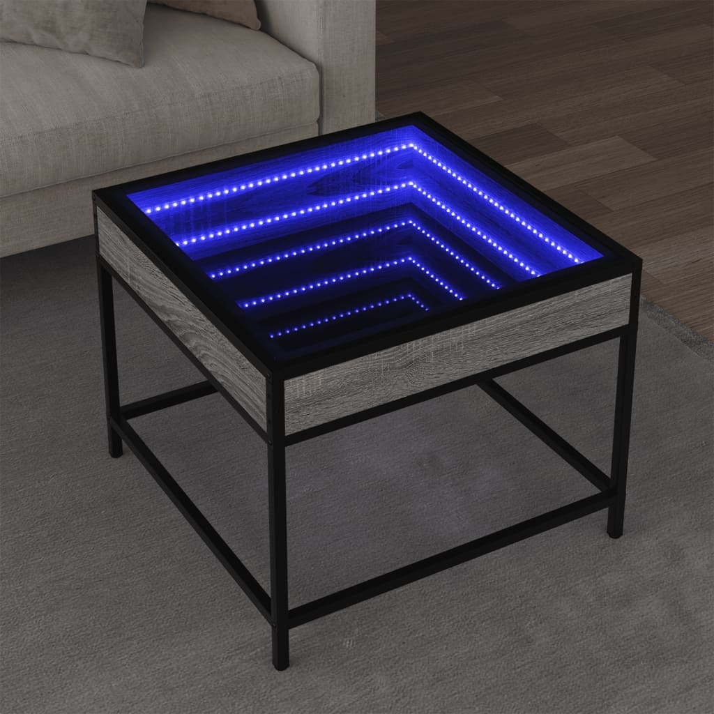 VidaXL Salontafel met Infinity LED 50x50x41 cm grijs sonoma eikenkleur