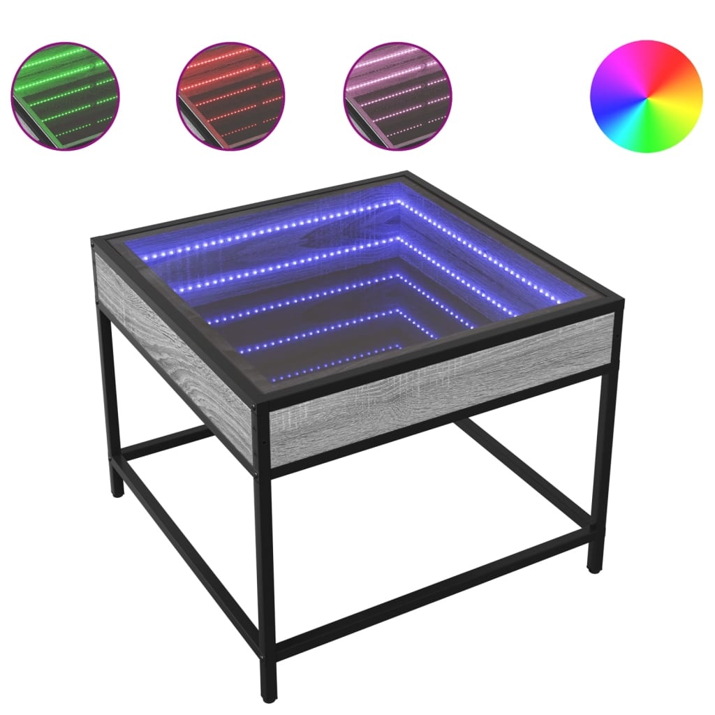 VidaXL Salontafel met Infinity LED 50x50x41 cm grijs sonoma eikenkleur
