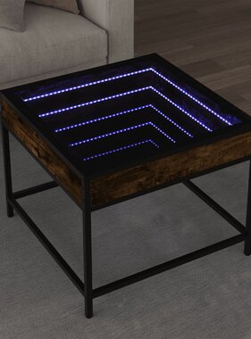 VidaXL Salontafel met Infinity LED 50x50x41 cm gerookt eikenkleurig