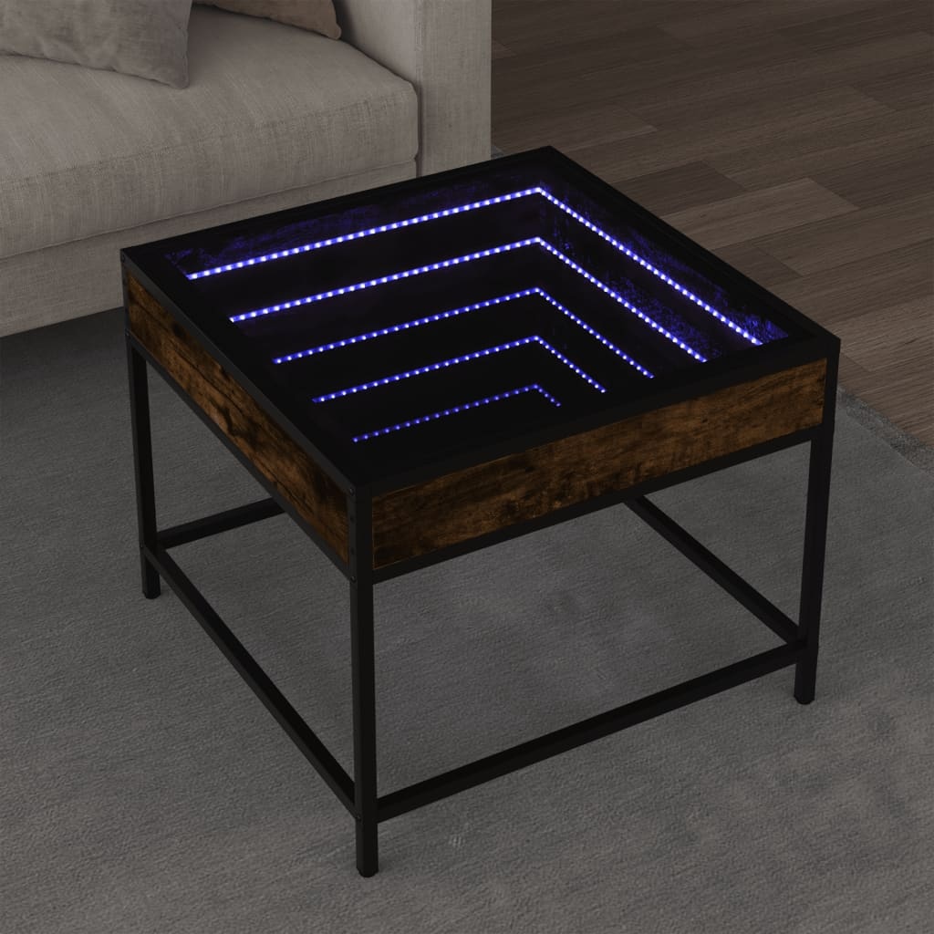 VidaXL Salontafel met Infinity LED 50x50x41 cm gerookt eikenkleurig