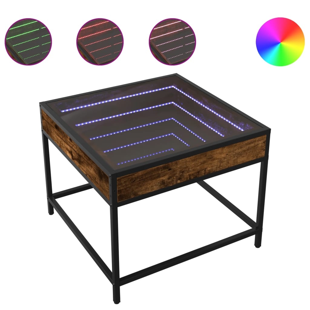 VidaXL Salontafel met Infinity LED 50x50x41 cm gerookt eikenkleurig
