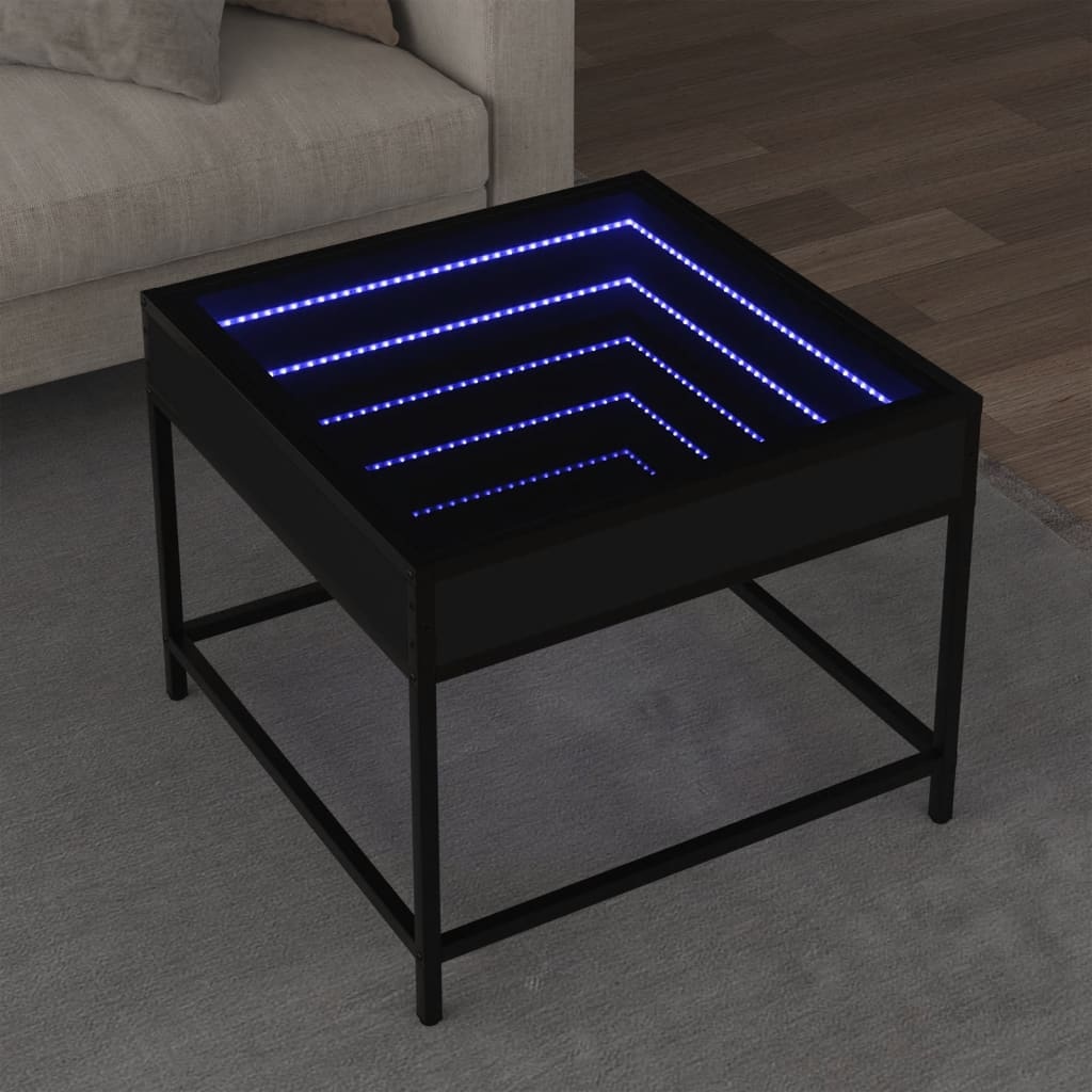 VidaXL Salontafel met Infinity LED 50x50x41 cm zwart