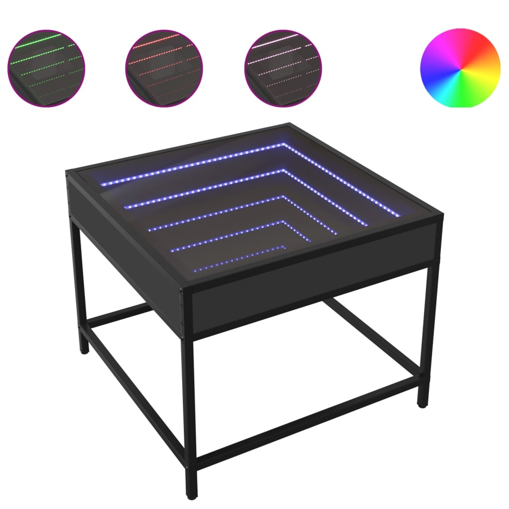 VidaXL Salontafel met Infinity LED 50x50x41 cm zwart