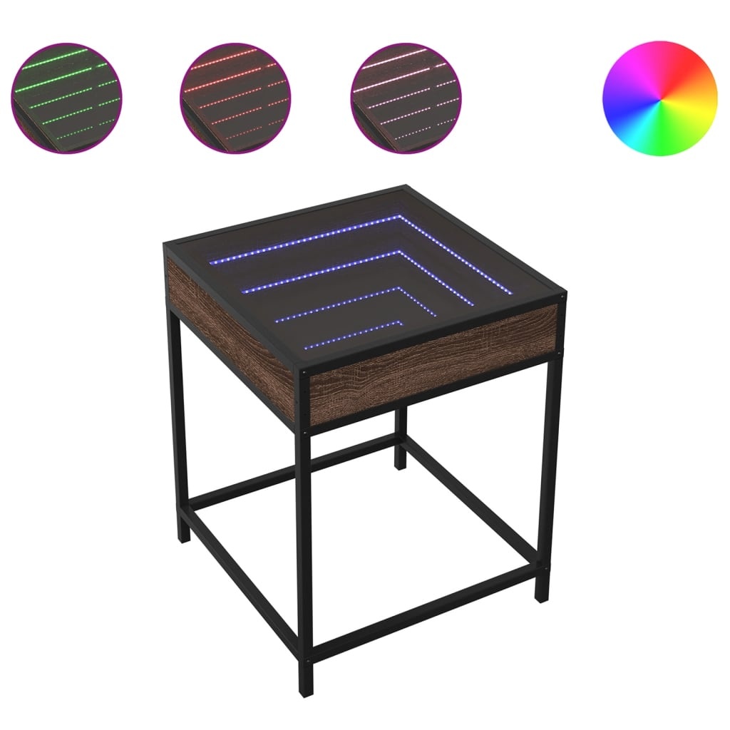 VidaXL Salontafel met Infinity LED 40x40x51 cm bruin eikenkleurig