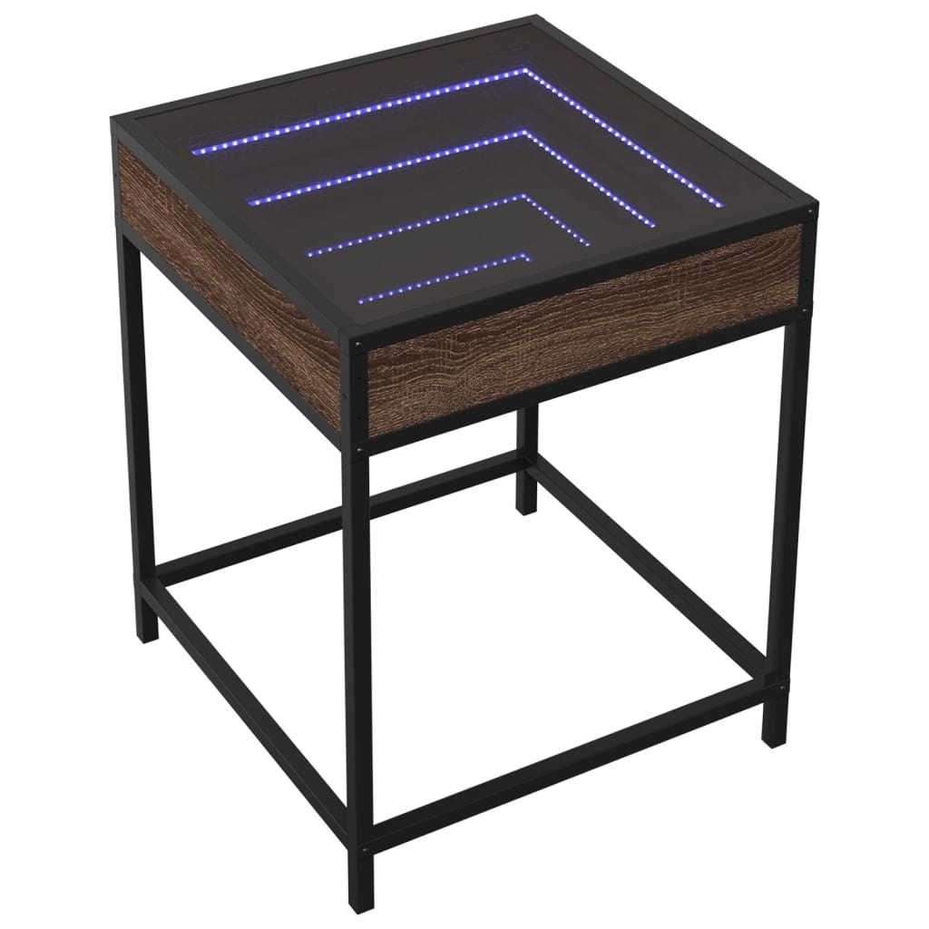 VidaXL Salontafel met Infinity LED 40x40x51 cm bruin eikenkleurig