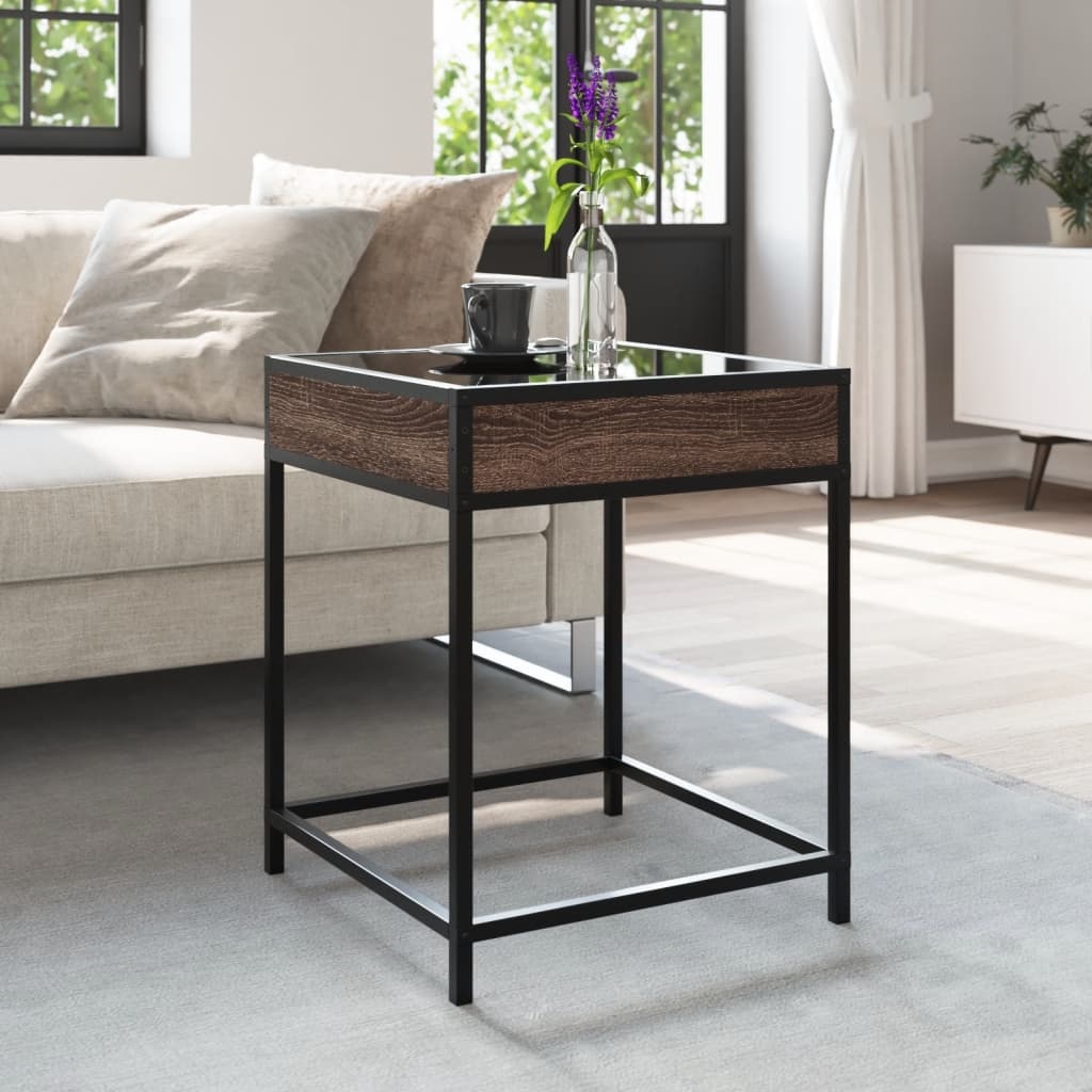 VidaXL Salontafel met Infinity LED 40x40x51 cm bruin eikenkleurig