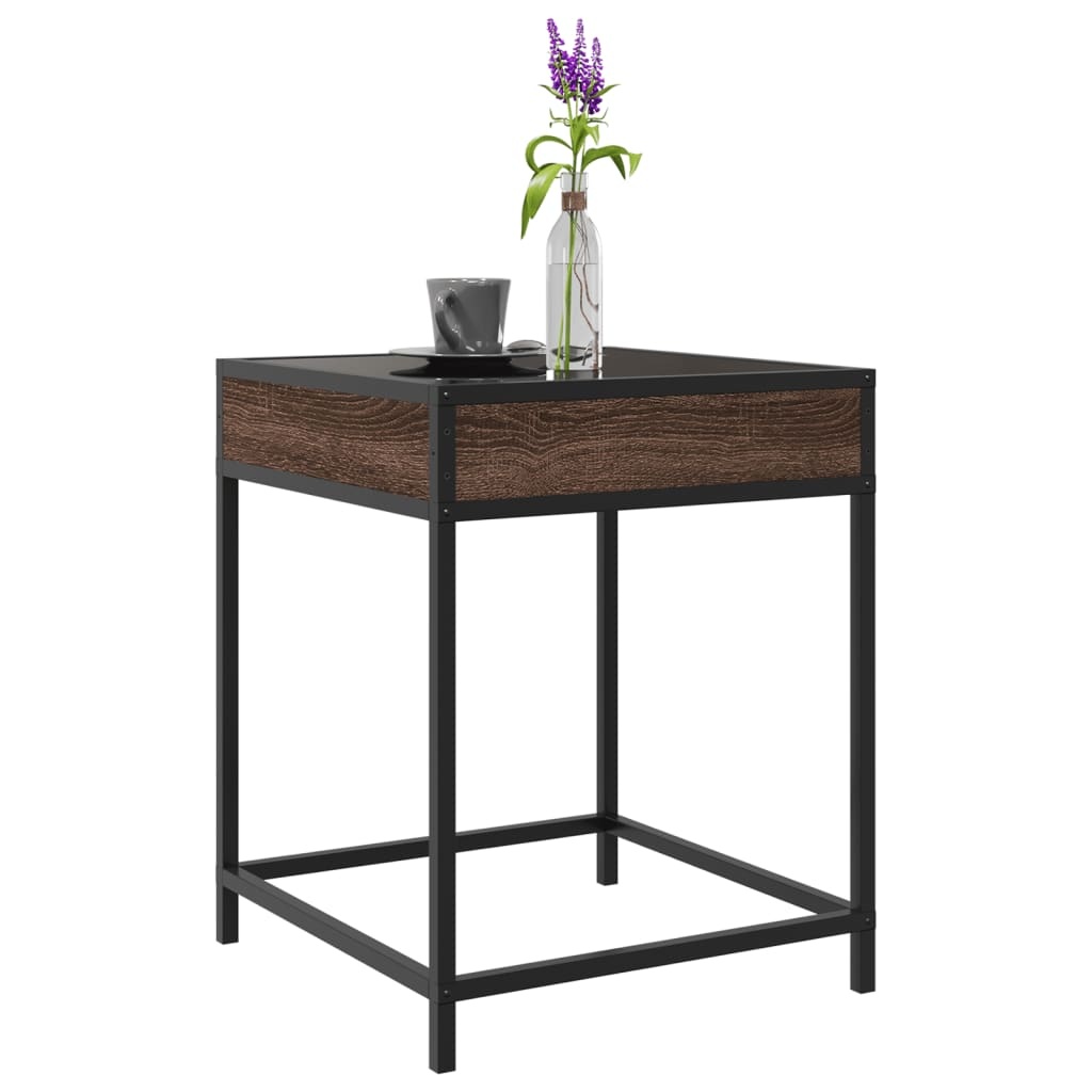 VidaXL Salontafel met Infinity LED 40x40x51 cm bruin eikenkleurig