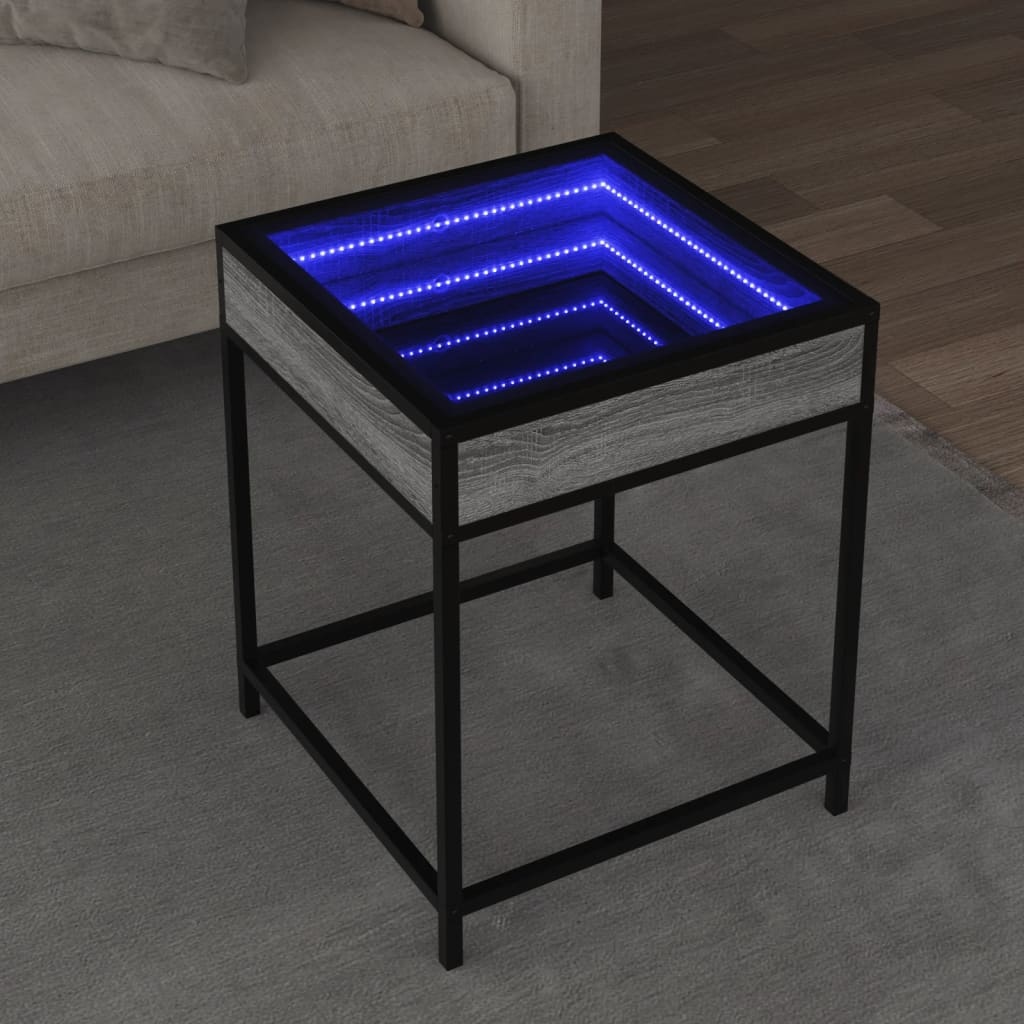 VidaXL Salontafel met Infinity LED 40x40x51 cm grijs sonoma eikenkleur