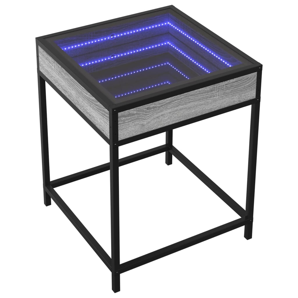 VidaXL Salontafel met Infinity LED 40x40x51 cm grijs sonoma eikenkleur