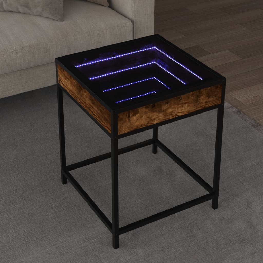 VidaXL Salontafel met Infinity LED 40x40x51 cm gerookt eikenkleurig