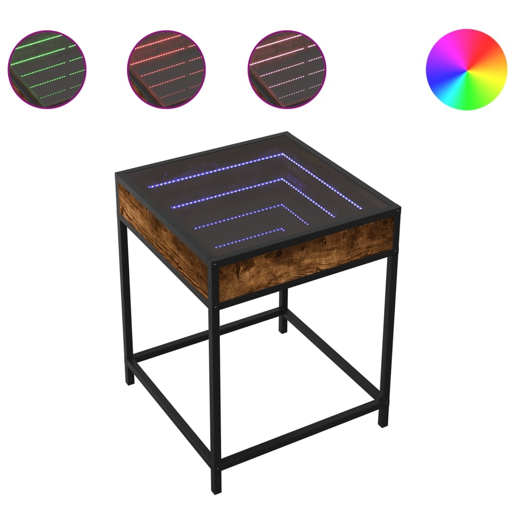 VidaXL Salontafel met Infinity LED 40x40x51 cm gerookt eikenkleurig
