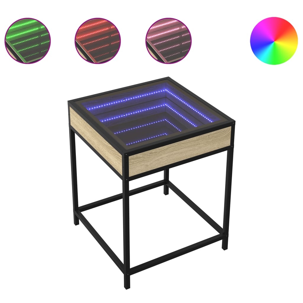 VidaXL Salontafel met Infinity LED 40x40x51 cm sonoma eikenkleurig