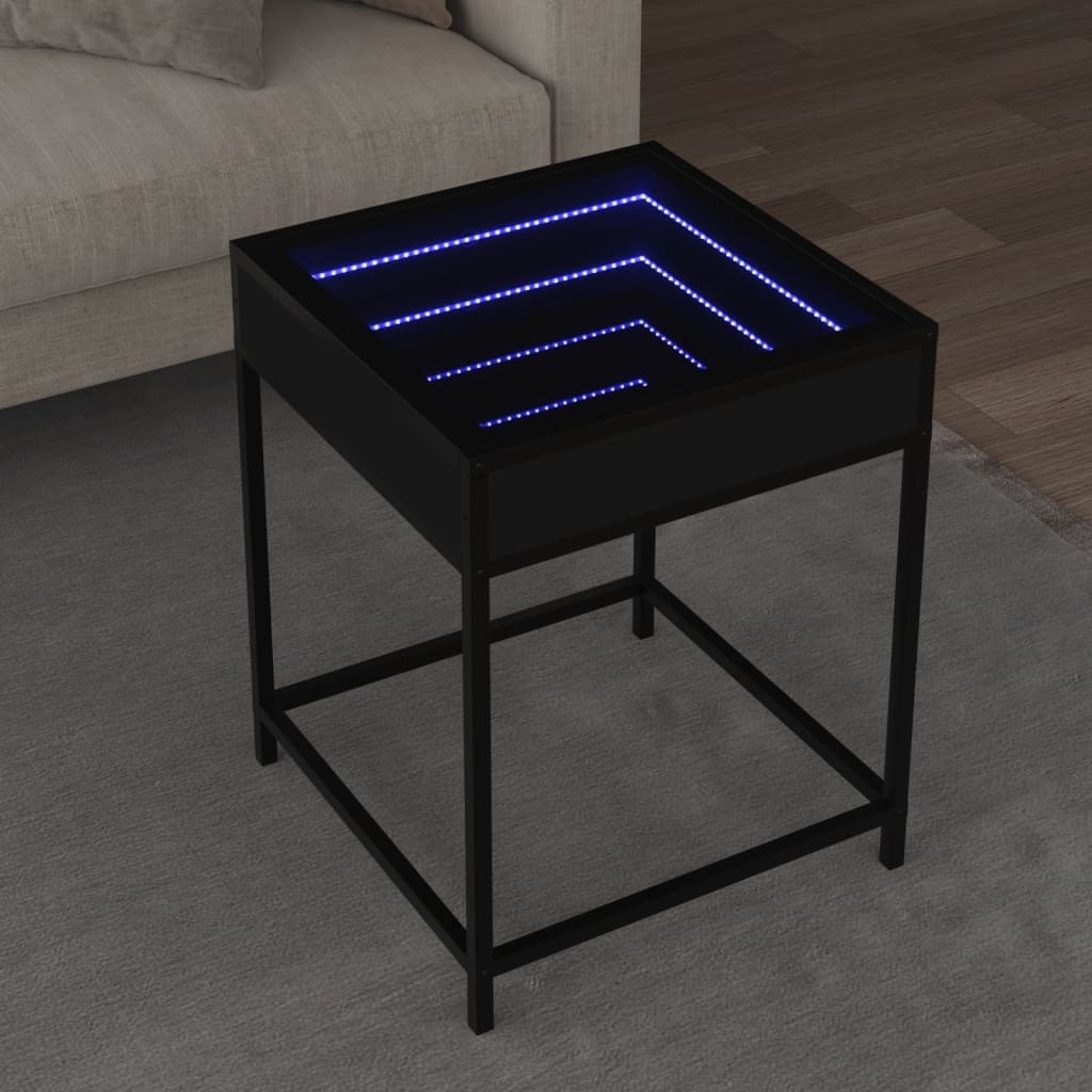 VidaXL Salontafel met Infinity LED 40x40x51 cm zwart