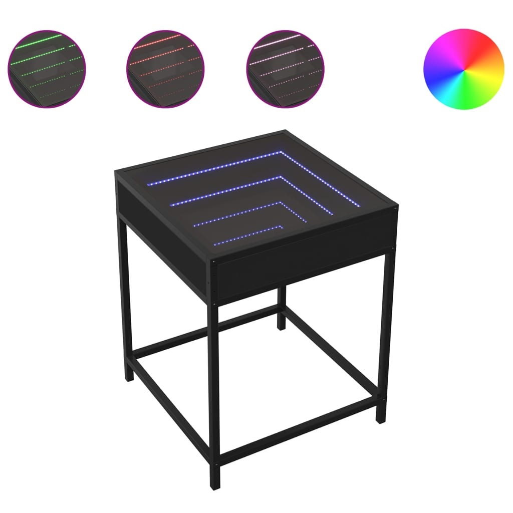 VidaXL Salontafel met Infinity LED 40x40x51 cm zwart