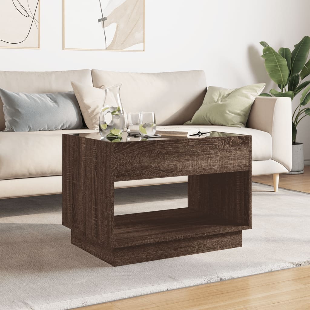 VidaXL Salontafel met Infinity LED 70x50x50 cm bruin eikenkleurig