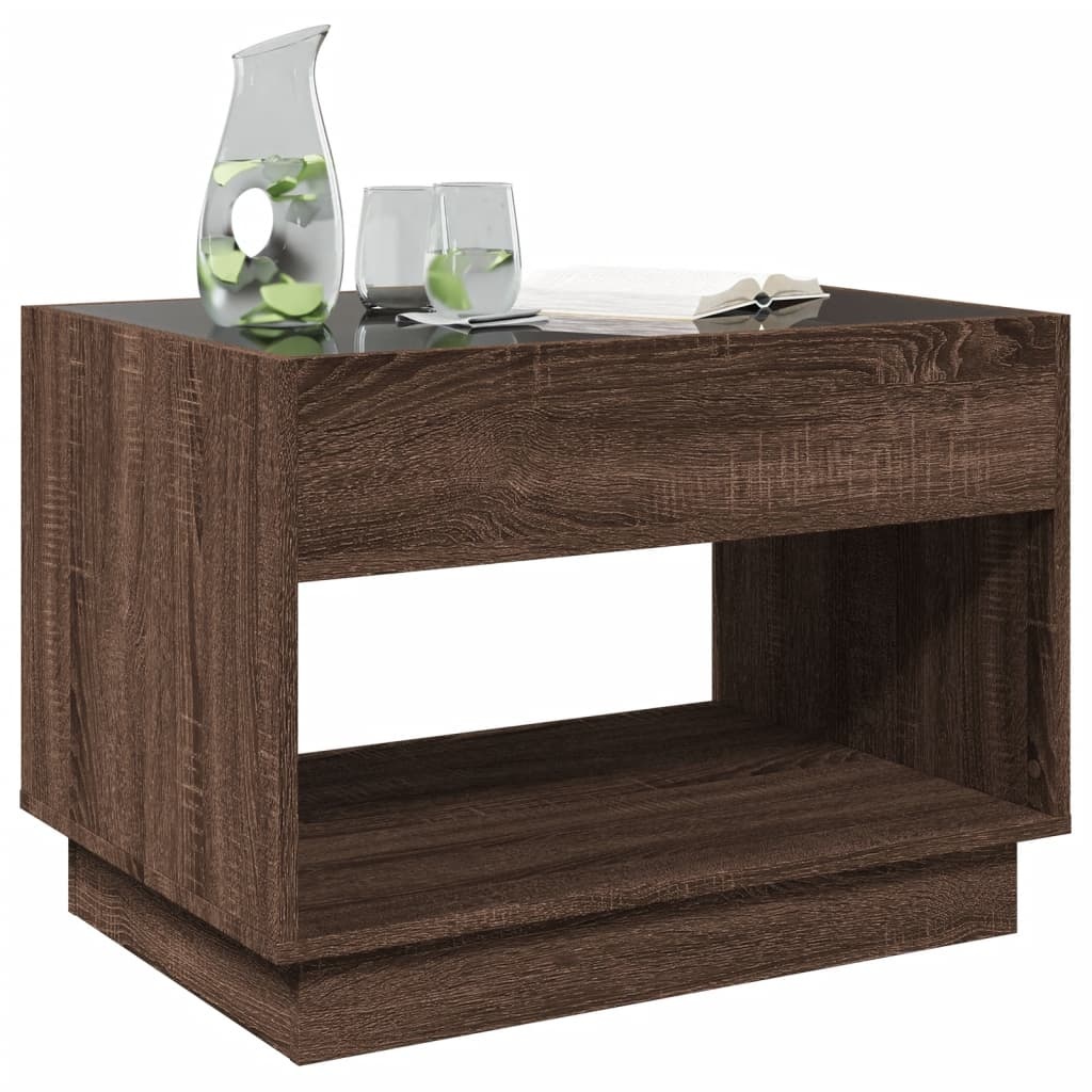VidaXL Salontafel met Infinity LED 70x50x50 cm bruin eikenkleurig