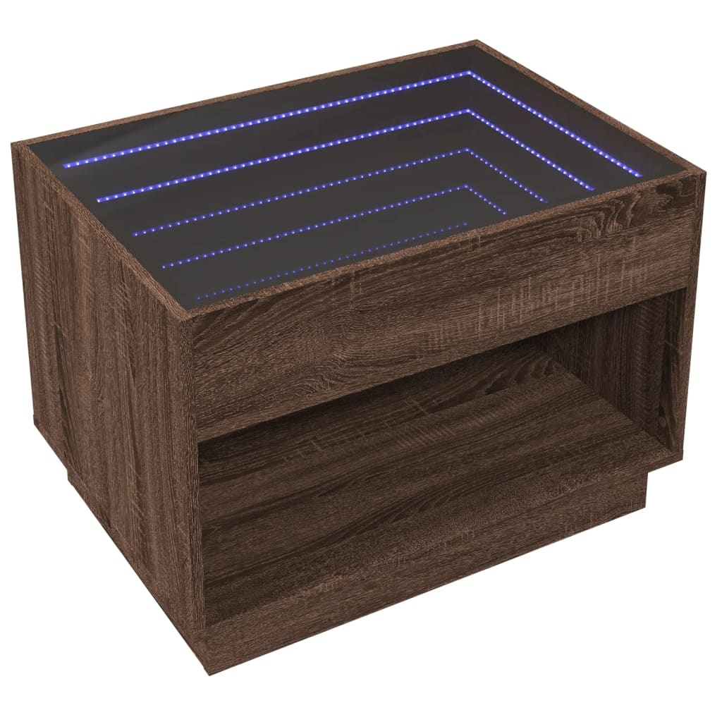 VidaXL Salontafel met Infinity LED 70x50x50 cm bruin eikenkleurig
