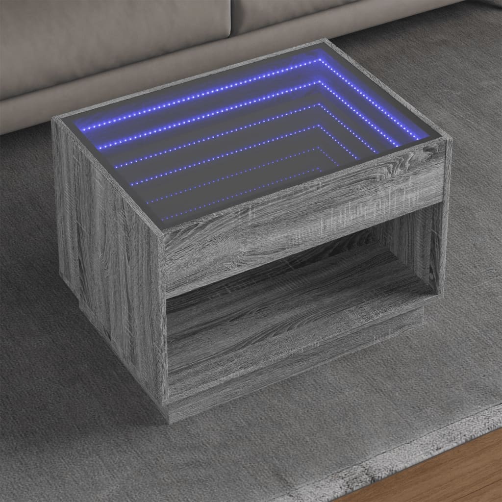 VidaXL Salontafel met Infinity LED 70x50x50 cm grijs sonoma eikenkleur