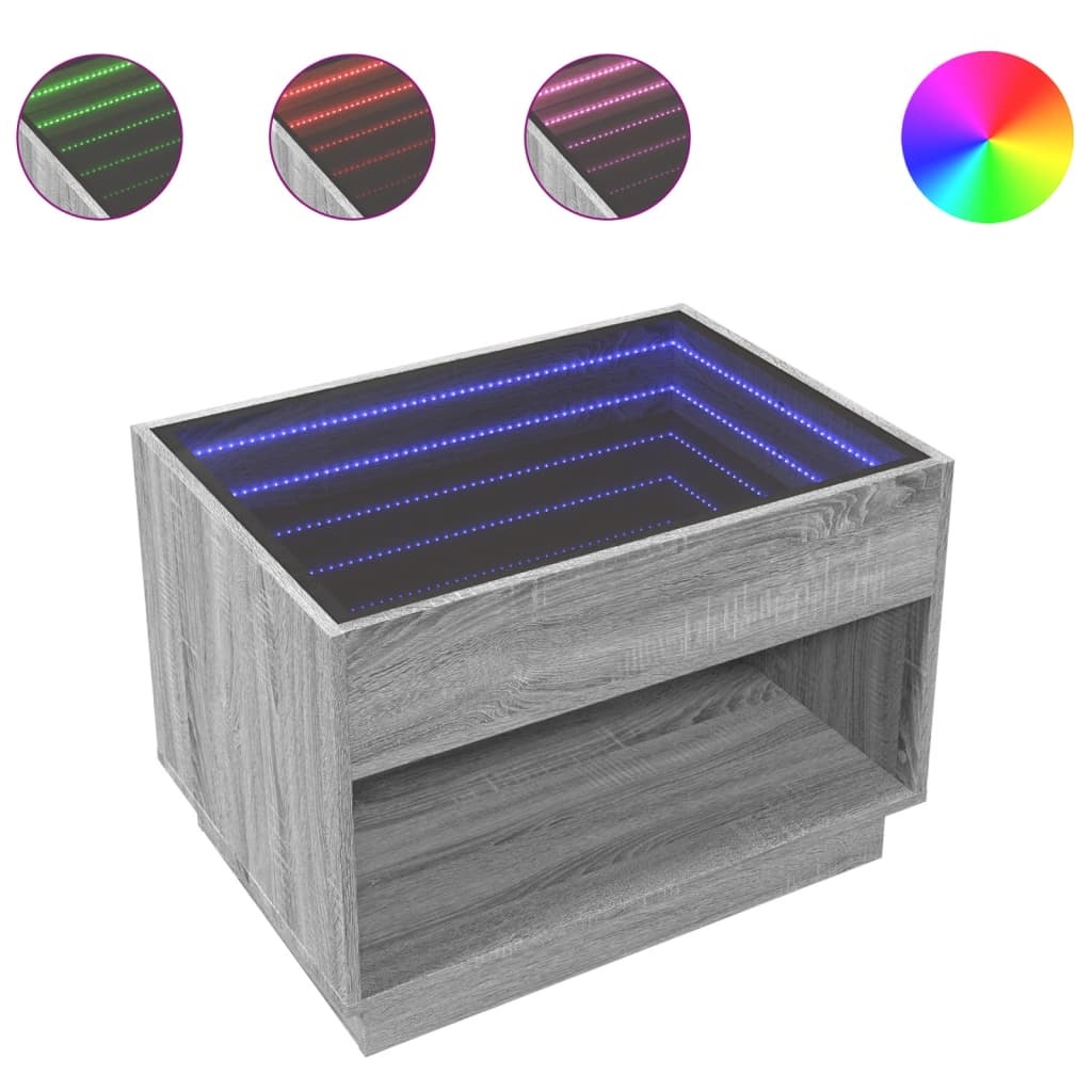 VidaXL Salontafel met Infinity LED 70x50x50 cm grijs sonoma eikenkleur