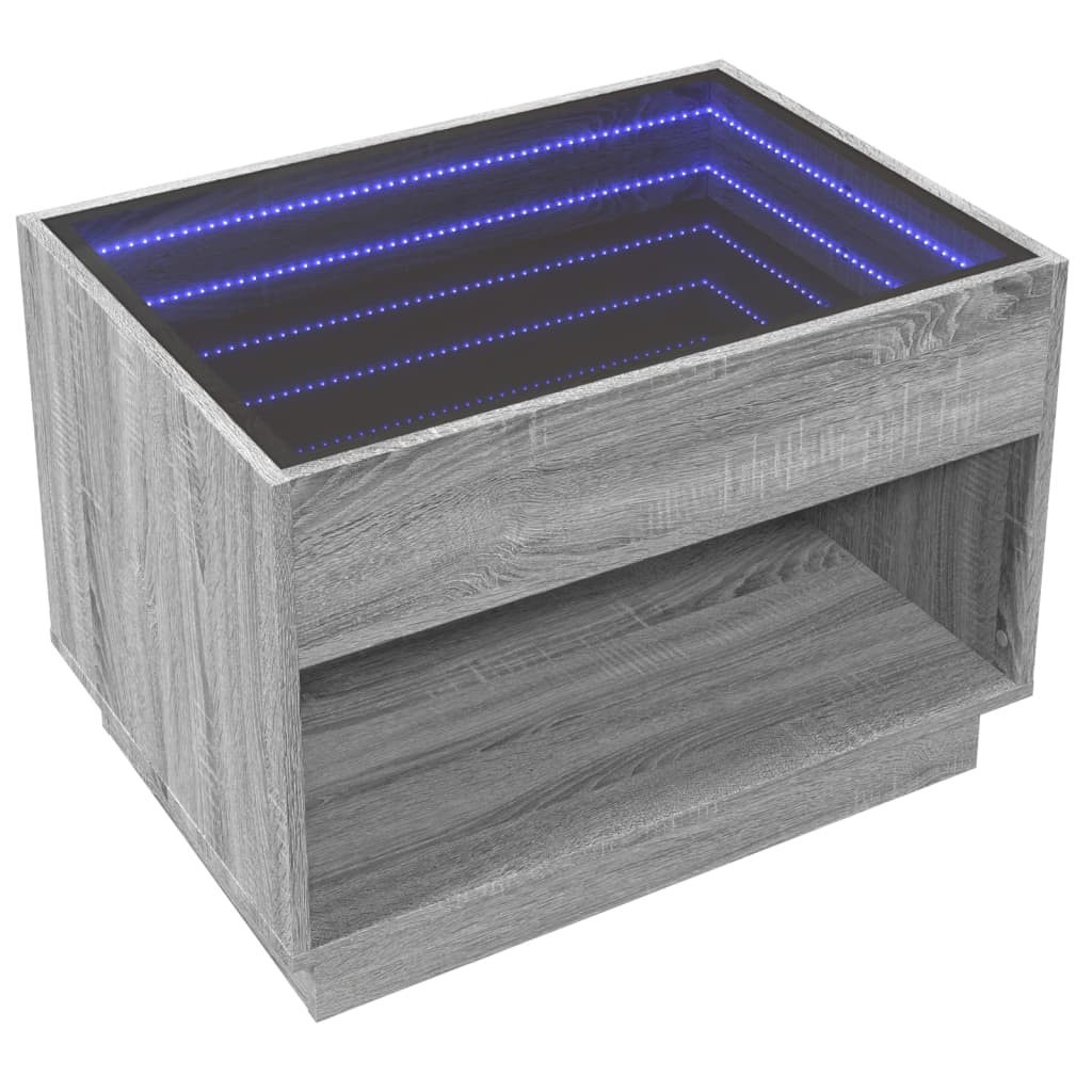 VidaXL Salontafel met Infinity LED 70x50x50 cm grijs sonoma eikenkleur