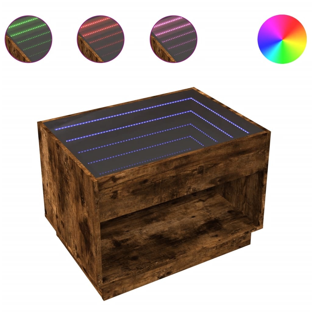 VidaXL Salontafel met Infinity LED 70x50x50 cm gerookt eikenkleurig