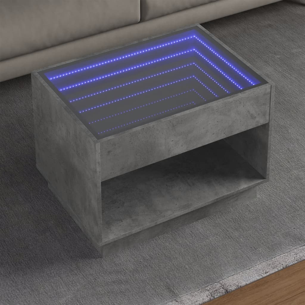 VidaXL Salontafel met Infinity LED 70x50x50 cm betongrijs