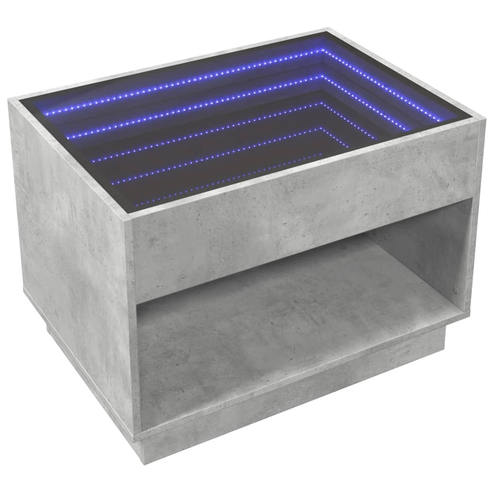 VidaXL Salontafel met Infinity LED 70x50x50 cm betongrijs